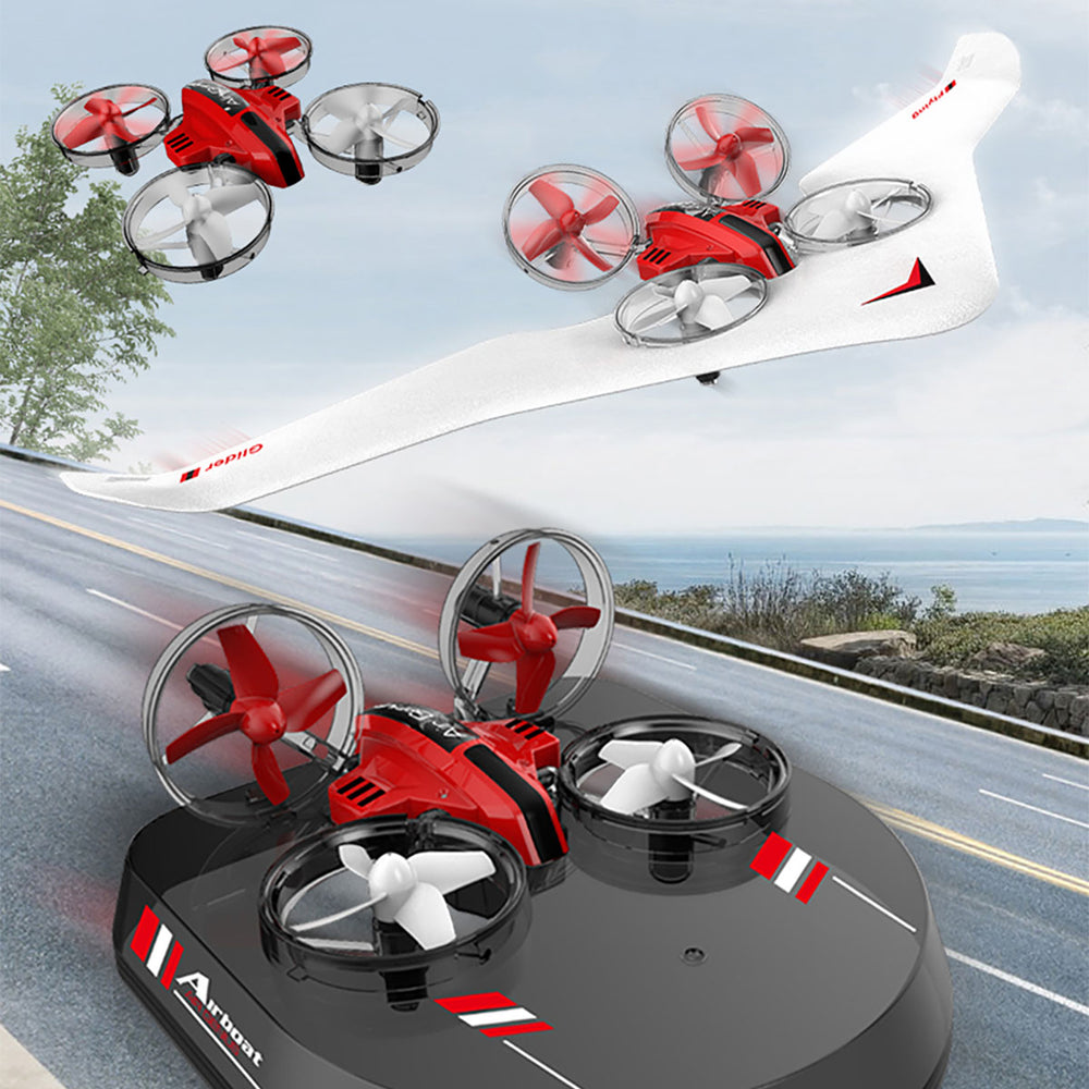 3 RC 3-in-1 Micro Drones showing all 3 features drone, glider and hoverboard